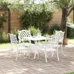 Set masă de grădină 5 pcs Alb Aluminiu turnat GartenMobel Dekor
