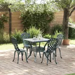 Set masă de grădină 5 pcs Verde Aluminiu turnat GartenMobel Dekor