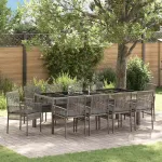 Set de masă pentru grădină 11 pcs Gri poliratan GartenMobel Dekor