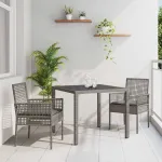 Set de masă pentru grădină 3 pcs Gri poliratan GartenMobel Dekor