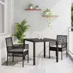Set de masă pentru grădină 3 pcs Negru poliratan GartenMobel Dekor