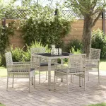 Set de masă pentru grădină 5 pcs Gri deschis poliratan GartenMobel Dekor