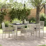 Set de masă pentru grădină 5 pcs Gri deschis poliratan GartenMobel Dekor