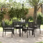 Set de masă pentru grădină 5 pcs Negru poliratan GartenMobel Dekor