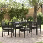 Set de masă pentru grădină 5 pcs Negru poliratan GartenMobel Dekor