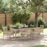 Set de masă pentru grădină 7 pcs Bej poliratan GartenMobel Dekor
