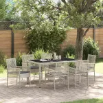 Set de masă pentru grădină 7 pcs Gri deschis poliratan GartenMobel Dekor