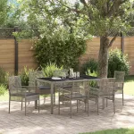 Set de masă pentru grădină 7 pcs Gri poliratan GartenMobel Dekor