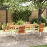 Set de masă pentru grădină 7 pcs Maro Lemn solid de tec GartenMobel Dekor
