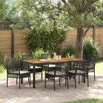 Set de masă pentru grădină 7 pcs Negru poliratan GartenMobel Dekor