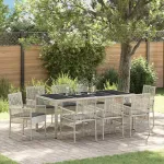 Set de masă pentru grădină 9 pcs Gri deschis poliratan GartenMobel Dekor