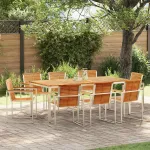 Set de masă pentru grădină 9 pcs Maro Lemn solid de tec GartenMobel Dekor