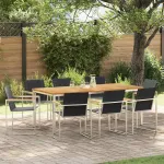 Set de masă pentru grădină 9 pcs Maro Lemn solid de tec GartenMobel Dekor