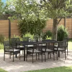 Set de masă pentru grădină 9 pcs Negru poliratan GartenMobel Dekor
