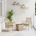 Set Bistro de Grădină 3 pcs Bej poliratan GartenMobel Dekor