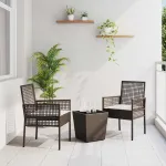 Set Bistro de Grădină 3 pcs Maro poliratan GartenMobel Dekor