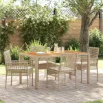 Set de masă pentru grădină 5 pcs Bej poliratan GartenMobel Dekor