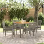 Set de masă pentru grădină 5 pcs Gri poliratan GartenMobel Dekor