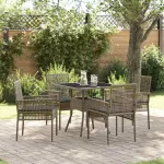 Set de masă pentru grădină 5 pcs Gri poliratan GartenMobel Dekor