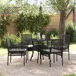 Set de masă pentru grădină 5 pcs Negru poliratan GartenMobel Dekor
