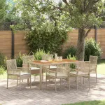 Set de masă pentru grădină 7 pcs Bej poliratan GartenMobel Dekor