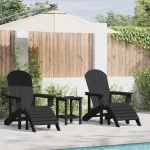 Scaun pentru Grădină 3 pcs Negru Polietilenă GartenMobel Dekor