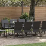Set de masă pentru grădină 13 pcs Negru Oțel GartenMobel Dekor