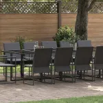 Set de masă pentru grădină 15 pcs Negru Oțel GartenMobel Dekor