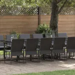 Set de masă pentru grădină 17 pcs Negru Oțel GartenMobel Dekor
