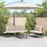 Set de masă pentru grădină 3 pcs Gri taupe Oțel GartenMobel Dekor