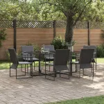 Set de masă pentru grădină 7 pcs Negru Oțel GartenMobel Dekor
