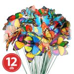 Set 12x Fluturi Decorativi cu Tija Detasabila pentru Flori Gradina sau Aranjamente Florale, Inaltime 29 cm, Multicolori