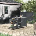 Set mobilier exterior Bolognano cu dulap, raft si carucior, gri inchis