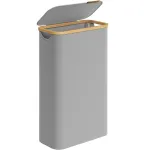 Coș de rufe slim SONGMICS 65L, cu sac detașabil și capac, gri