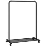 Suport haine mobil SONGMICS cu roti si raft, stil industrial, negru