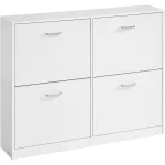 Dulap de pantofi VASAGLE cu 4 clapete, compartimente reglabile, alb