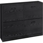 Dulap de pantofi VASAGLE cu 4 clapete, slim, 16-28 perechi, negru abanos