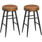 Set 2 scaune de bar VASAGLE EKHO, tapiterie PU, metal, maro caramel