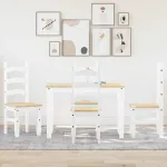 Set de sufragerie din 5 piese PANAMA din lemn masiv de pin alb GartenMobel Dekor