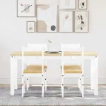 Set de sufragerie din 5 piese PANAMA din lemn masiv de pin alb GartenMobel Dekor