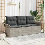 Set de canapea cu pernă 3 pcs Gri poliratan GartenMobel Dekor