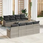 Set de canapele pentru grădină 9 pcs Gri deschis Rattan poli GartenMobel Dekor