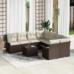 Set de canapele pentru grădină 9 pcs Maro Rattan poli GartenMobel Dekor