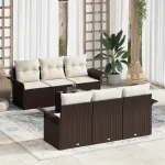 Set de canapele pentru grădină cu pernă 7 pcs Maro poliratan GartenMobel Dekor