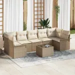 Set de canapele pentru grădină cu pernă 8 pcs Bej poliratan GartenMobel Dekor