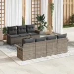 Set de canapele pentru grădină cu pernă 8 pcs Gri poliratan GartenMobel Dekor