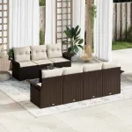 Set de canapele pentru grădină cu pernă 8 pcs Maro poliratan GartenMobel Dekor