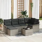 Set de canapele pentru grădină 7 pcs Gri deschis Rattan poli GartenMobel Dekor