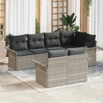 Set de canapele pentru grădină 7 pcs Gri deschis poliratan GartenMobel Dekor