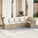 Set de canapele pentru grădină cu pernă 6 pcs Bej poliratan GartenMobel Dekor